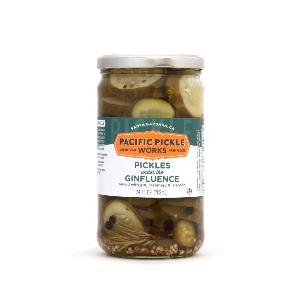 Pickles Under The Ginfluence 24oz Jar - Thick Pickle Chips Brined with Gin, Rosemary and Jalapeño