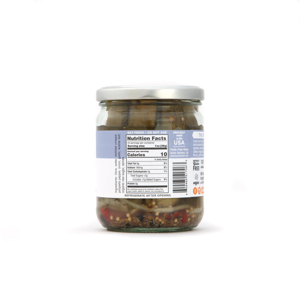 Stokra 16oz Jar - Hot Pickled Okra