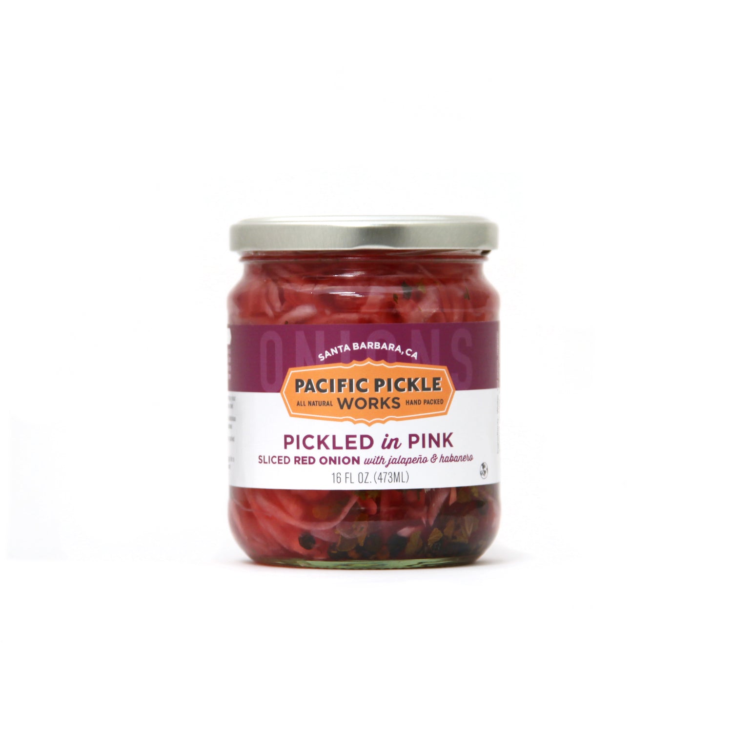 Pickled in Pink 16oz Jar - Sliced Red Onion with Jalapeño