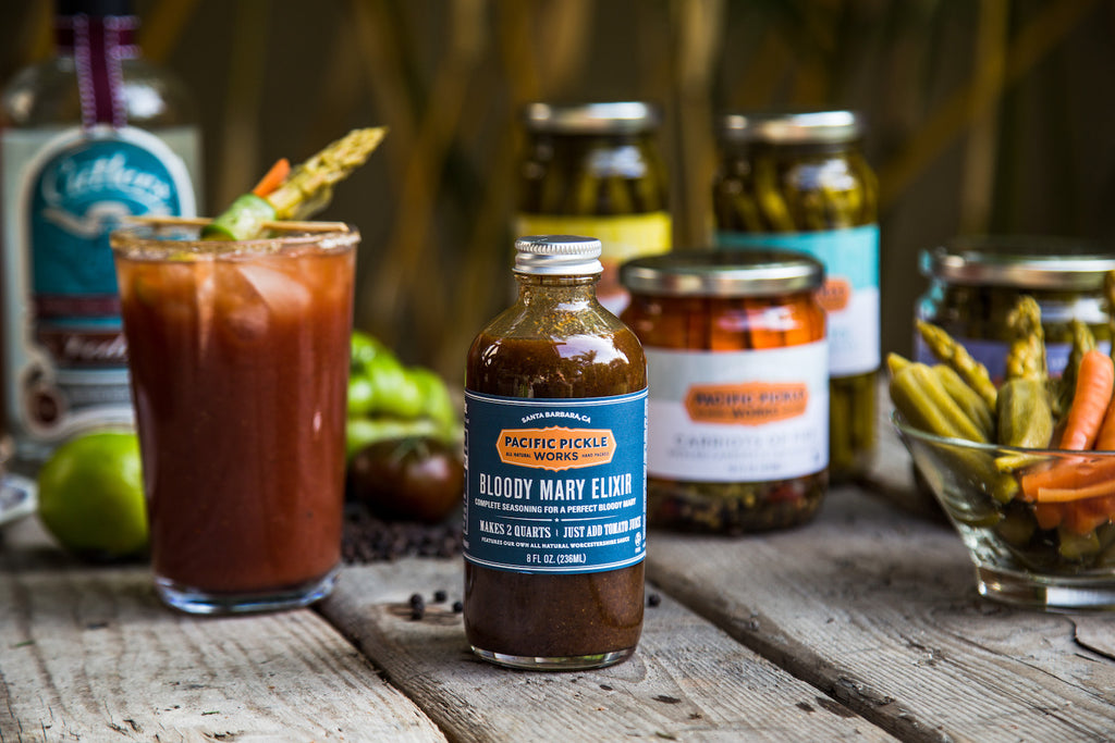 Mighty Bold Bloody Mary Deluxe Kit - 6 bottles of Assorted Pickled Veggies and Bloody Mary Mix