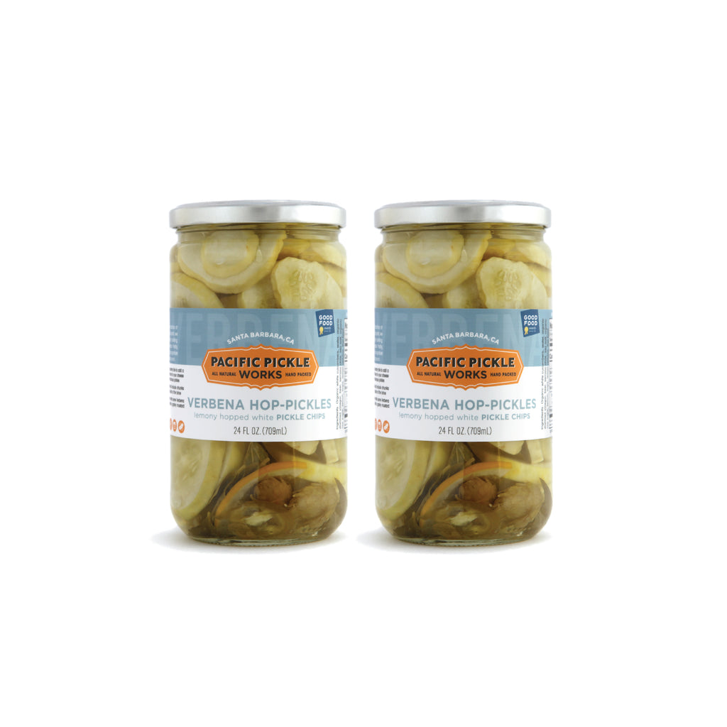 Lemon Verbena "Hop-Pickles" 24oz Jar, Verbena and Hop Spiced White Pickle Chips