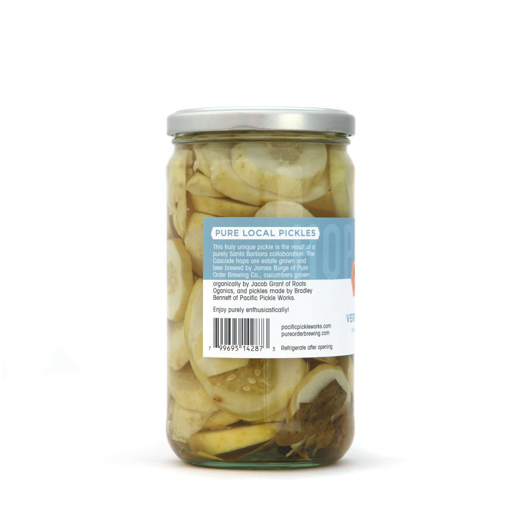 Lemon Verbena "Hop-Pickles" 24oz Jar, Verbena and Hop Spiced White Pickle Chips